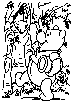 coloriage winnie recolte du miel